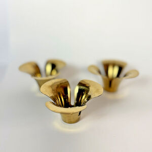 Vintage IKEA Brass Flower Candle Holders Swedish Home Decor Tea Light Set of 3